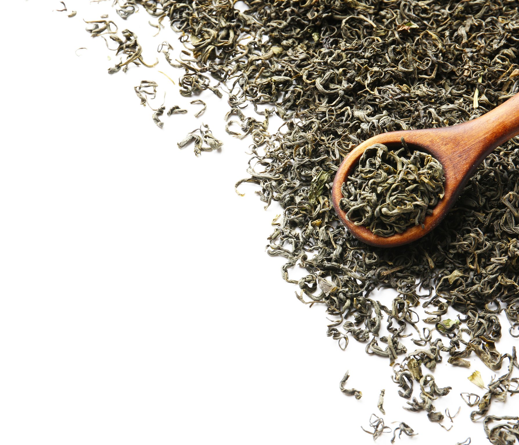Dry Tea Leaves Isolated on White Background